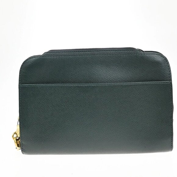 LOUIS VUITTON LV Logo BAIKAL Clutch Hand Bag Taiga Leather Epicea M30184 02EE828 - Picture 3 of 16